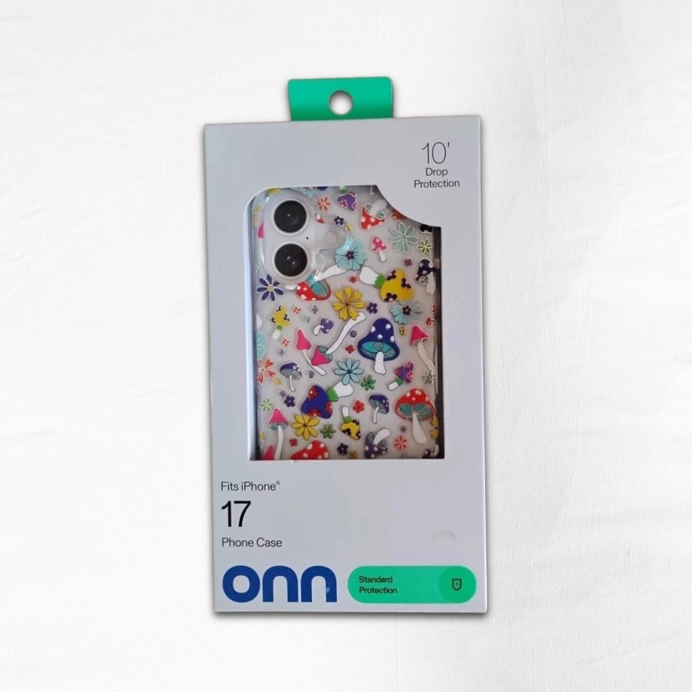 Onn iPhone 17 Case Mushroom Flower Clear Protective Cover 10ft Drop New
